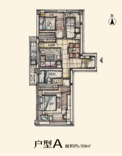 A户型104平