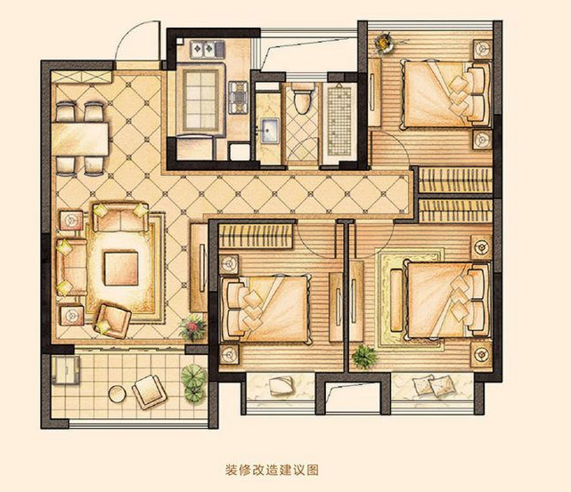 景瑞东环之歌3#、7#高层C2户型约85㎡